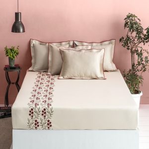 Cherry Flower Double Bed Sheet Set